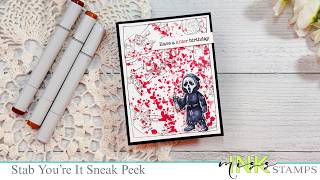 Miss Ink Stamps New Release: Stab You’re It + Spatter Stencil Card Tutorial