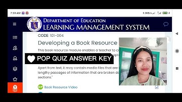 Deped LMS Developing a Book Resource Pop Quiz Answer Key