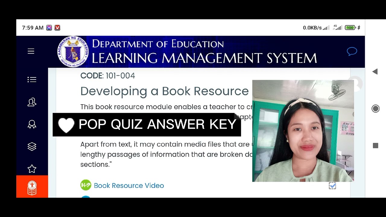 Deped LMS Developing a Book Resource Pop Quiz Answer Key