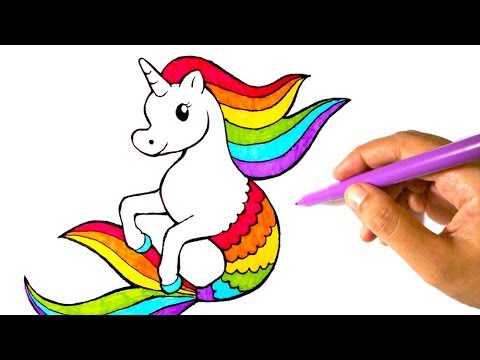 How To Draw A Rainbow Unicorn Of The Sea Youtube