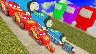 Big & Small Lightning McQueen vs Big & Small Train Thomas vs DOWN OF DEATH in Teardown