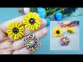 Flower Stud Earrings Making. Boncuktan Saplama Çiçek Küpe Yapımı. Sunflower Earrings #tutorial