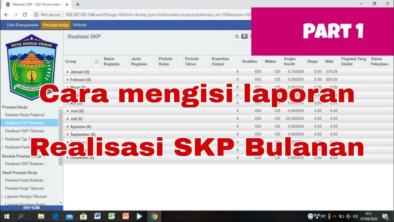 Tutorial tentang cara mengisi laporan realisasi SKP bulanan 