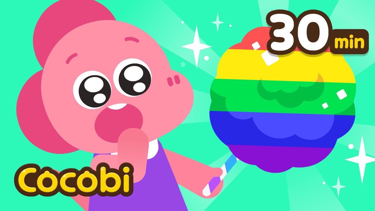 ¡T-Rex hace algodón de azúcar arcoíris!🌈🦖 | Canciones de Color para Niños | Cocobi