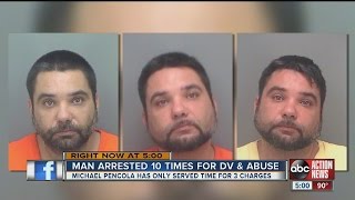 Man arrested 10 times for domestic violence & abuse only served 3 charges