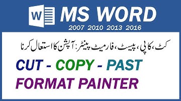 How To Cut Copy Past & Format Painter in MS Word 2010 Hindi Urdu : By Alam info Academy