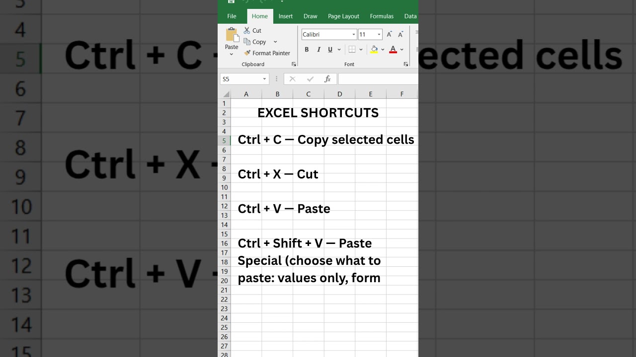 EXCEL SHORTCUTS FOR BEGINNER LEVEL #excel