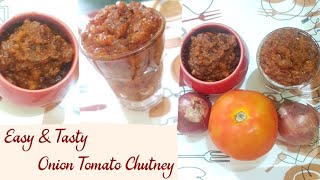 Onion - Tomato Chutney ! Raw Onion & Tomato Chutney ! Easy & Tasty - प्याज टमाटर की चटनी