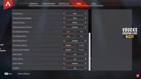 Dizzy APEX LEGENDS - SETTINGS