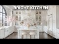 Elegant white spacious kitchens with marble island ideas and inspiration