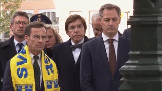 Belgium and Swedish prime ministers pay tribute to victims of Brussels shooting