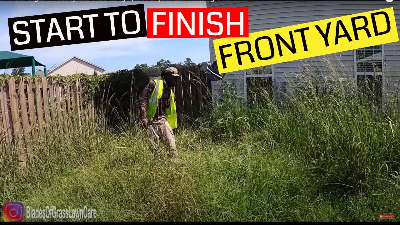 Mowing the most overgrown renters abandoned home this lawn care season
