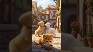 Cute cat Al Baby Eating food and cute dog fighting with goat🥰