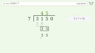 3150/7 Long Division — Step-by-Step | Tiger Algebra Solver