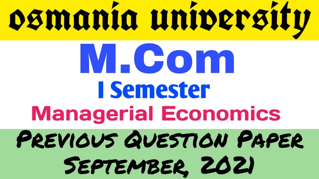 Managerial Economics | Mcom 1st Semester | Previous Question Paper ...