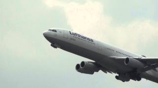 Lufthansa Airbus 340-300 D-AIGS Take Off Frankfurt am Maim FRA Lufthansa Airbus 340-300 D-AIGS Take Off Frankfurt am Maim FRA