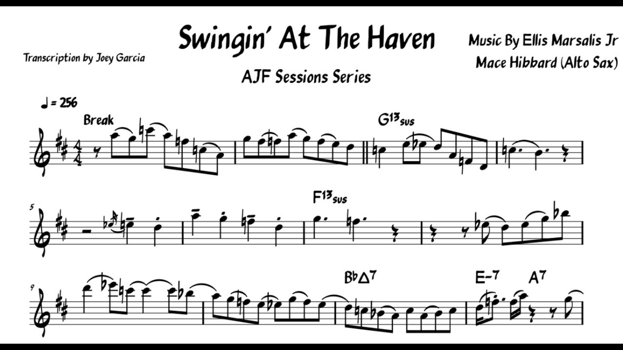 Mace Hibbard on "Swingin' At The Haven" Alto Sax Solo Transcription YouTube