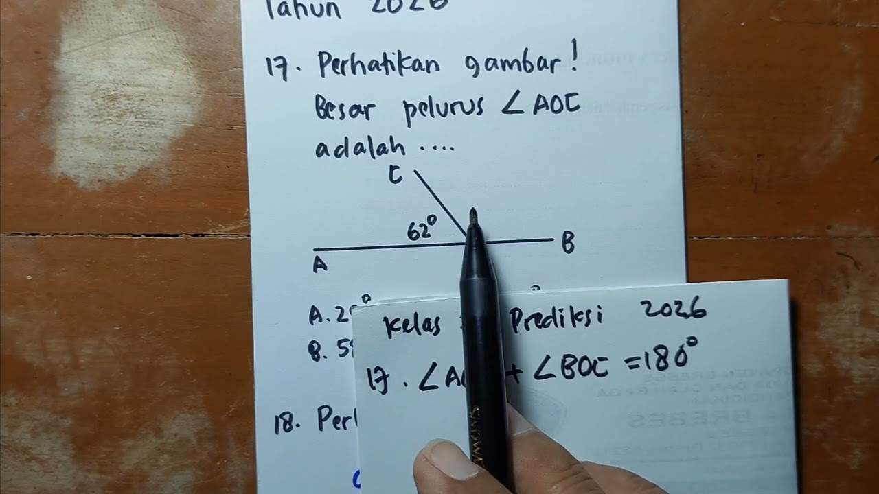 17, 18 KELAS 7 PREDIKSI PTS 2 2026 no 17 dan 18 GARIS dan SUDUT GARIS BERPELURUS - tikno layang5
