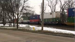 UP 8349 & 4843 Leads an Intermodal East With 4123 & 7384 Pushing, West Chicago, IL