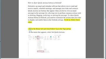 Show Quick Actions button in Microsoft Outlook