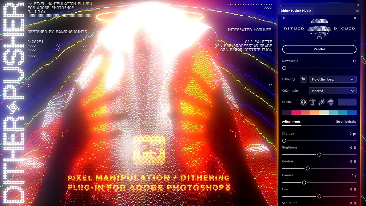 DITHERING + CRT EFFECTS IN PHOTOSHOP USING DITHER PUSHER PLUGIN