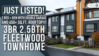 3 Bed + Den Townhome with 650+ Sq.Ft. Rooftop Deck | 16511 Watson Drive #31 Fleetwood Surrey
