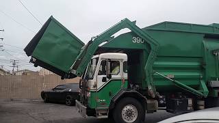 Calmet services front loader trash truck #390 peterbilt 320 part 4