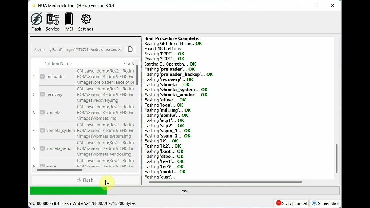 how to flash xiaomi eng rom with hua dongle?