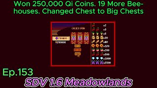 Stardew Valley Meadowlands Farm Ep152 Won 250,000 Qi Coins. 19 More Beehouses. Changed Chest to Big