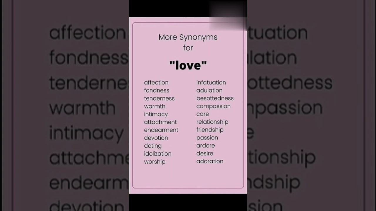 Synonyms for love | How to say I love in other way ?What are synonyms for love? love Synonyms