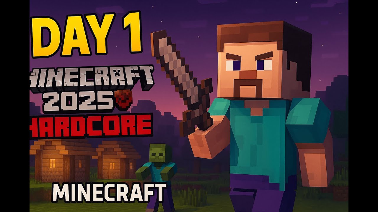 🌙 Hardcore Minecraft Day 1 | Finding a Village & Surviving 2 Nights ...
