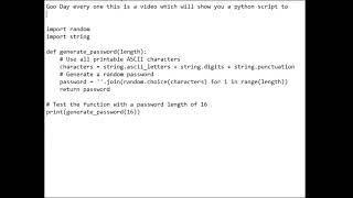 Python script that generates a random password