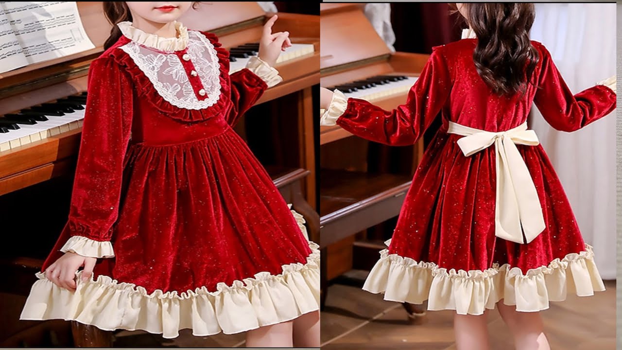 تفصيل وقص وخياطه فستان طفله قطيفة لعمر ست سنوات بدون باترون الجزء الاول 