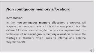 What is Non-Contiguous Memory Allocation? Operating system