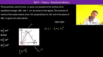 Three particles, each of mass  m  gram, are situated at the vertices of an equilateral triangle