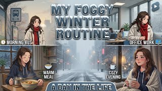 Foggy Winter City Routine ❄️☕ | A Cozy Ghibli Morning in the City 🌆✨#ghiblistyle #video#winter#city  screenshot 2