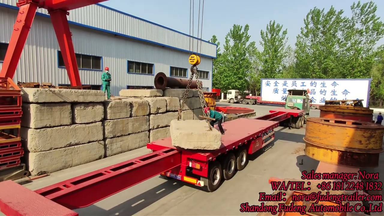 Fudeng 3 axles extendable trailer payload test!!