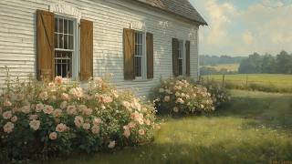 White Farmhouse Rose Garden Vintage Painting | Frame TV Art | 2-Hour Screensaver screenshot 4