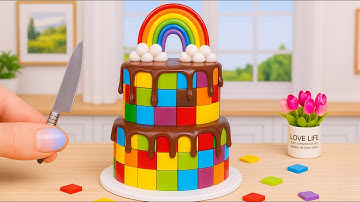Mini Rainbow Cake Recipe With Chocolate | Rainbow Cake Decoration Ideas by Tiny Cake World