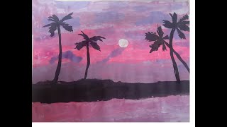 sky clouds painting sunset