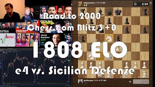 Road to 2000 #344 - 1808 ELO - Chess.com Blitz 3+0 - e4 vs. Sicilian Defense