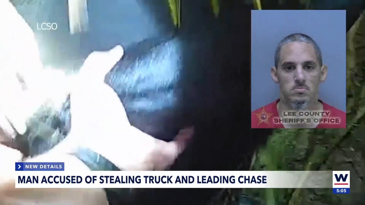 Caught on video: Man steals truck and leads police chase - YouTube
