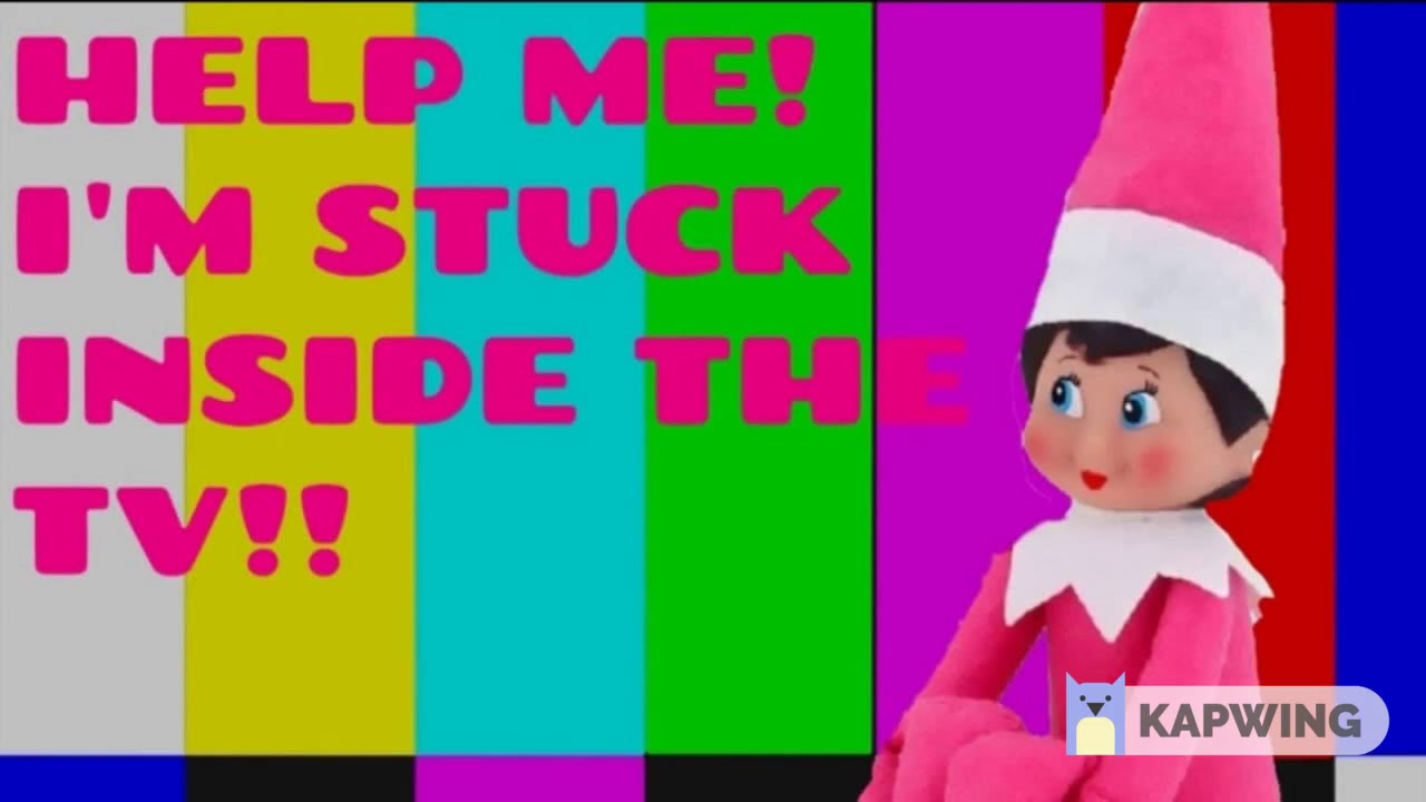 Elf stuck in TV (Pink Girl Elf not on a shelf stuck inside TV) prank