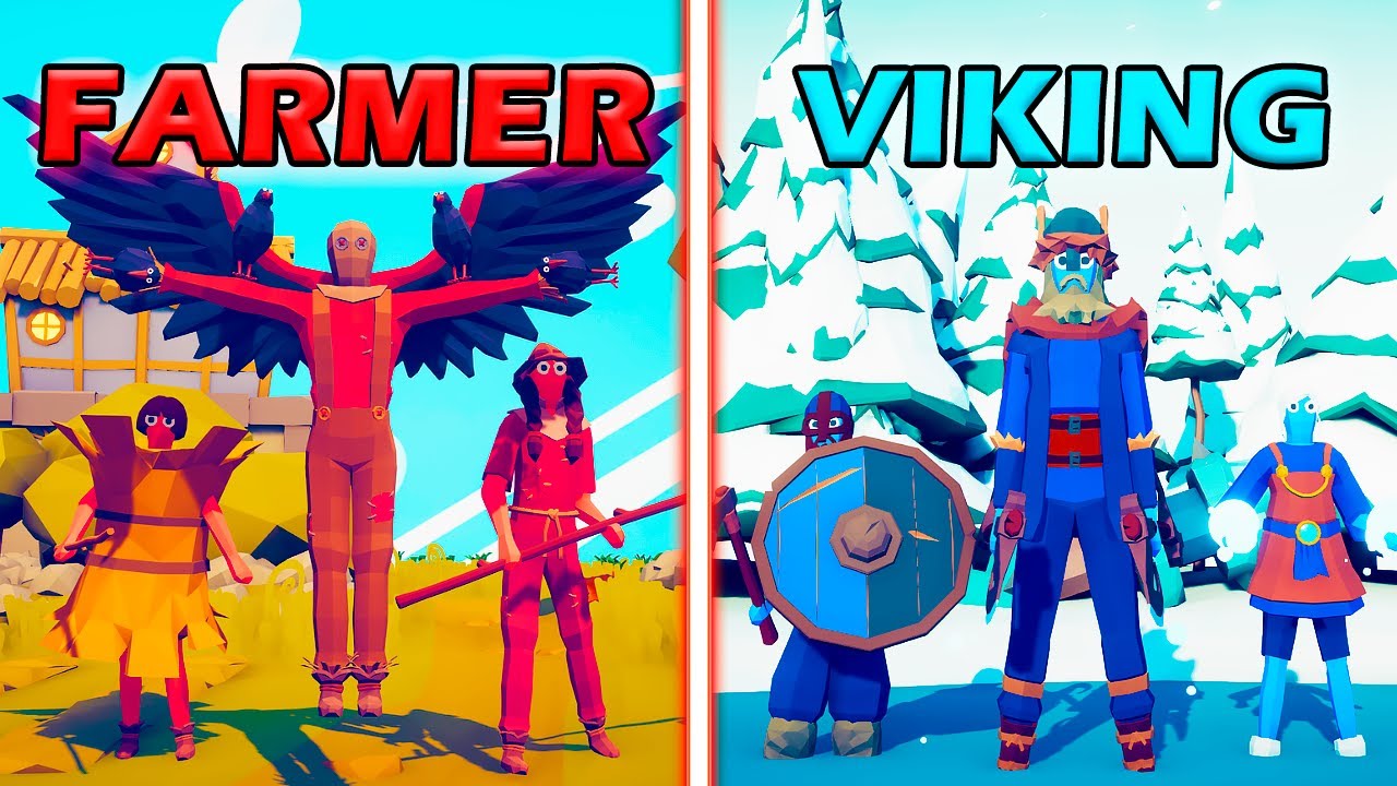 FARMER TEAM vs VIKING TEAM - Totally Accurate Battle Simulator | TABS