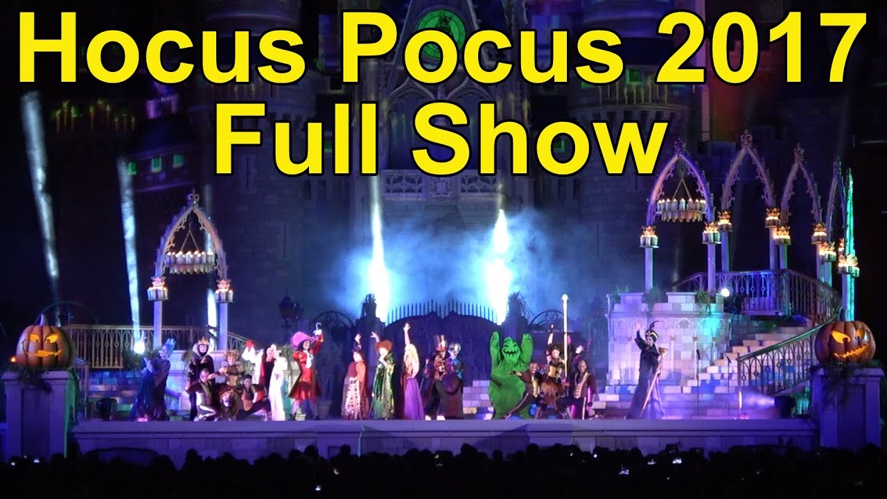 cinderella castle inside 2017 Hocus Pocus Villain Spelltacular FULL Show at Mickey's Not So Scary Halloween Party, 60fps