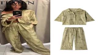 Celebrity A must-have product! TFMLN Women's Fashion Two Piece Set Loose Jacquard Shirt 2024 High Waist Trou Net Worth