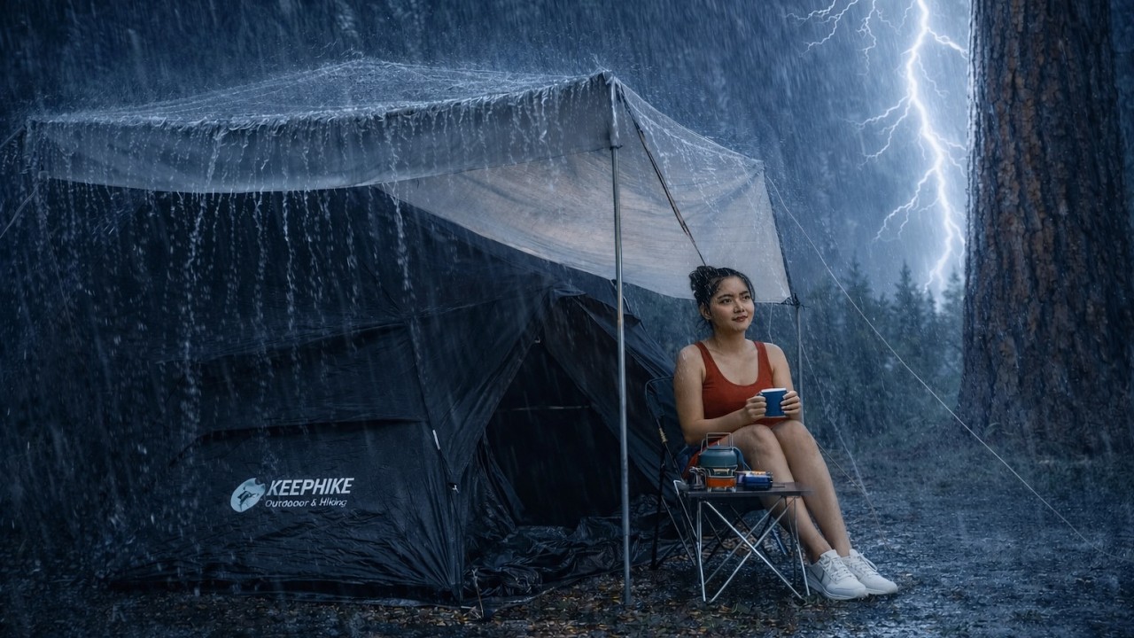 AMAZING ‼️ SOLO CAMPING IN VERY HEAVY RAIN ⛈️ RELAXING IN THE RAIN ...