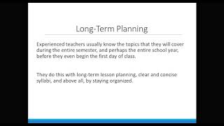 Long-Term Lesson Planning