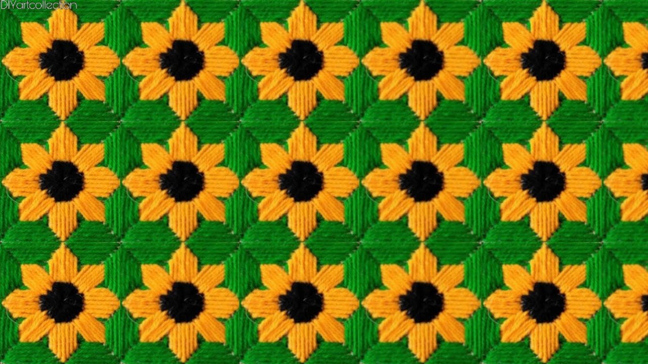 Woolen sunflower doormat design-how to make sitting mat design-stitch ason,rugs,tablemat