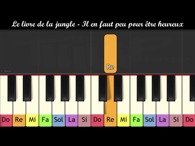 Le livre de la jungle - Il en faut peu pour être heureux (piano très facile  pour débutant ou enfant) 